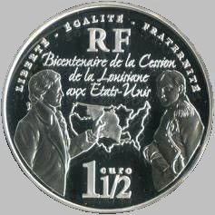 1 1/2 euro - Bicentenaire de la vente de la Louisiane aux Etats-Unis - 2003